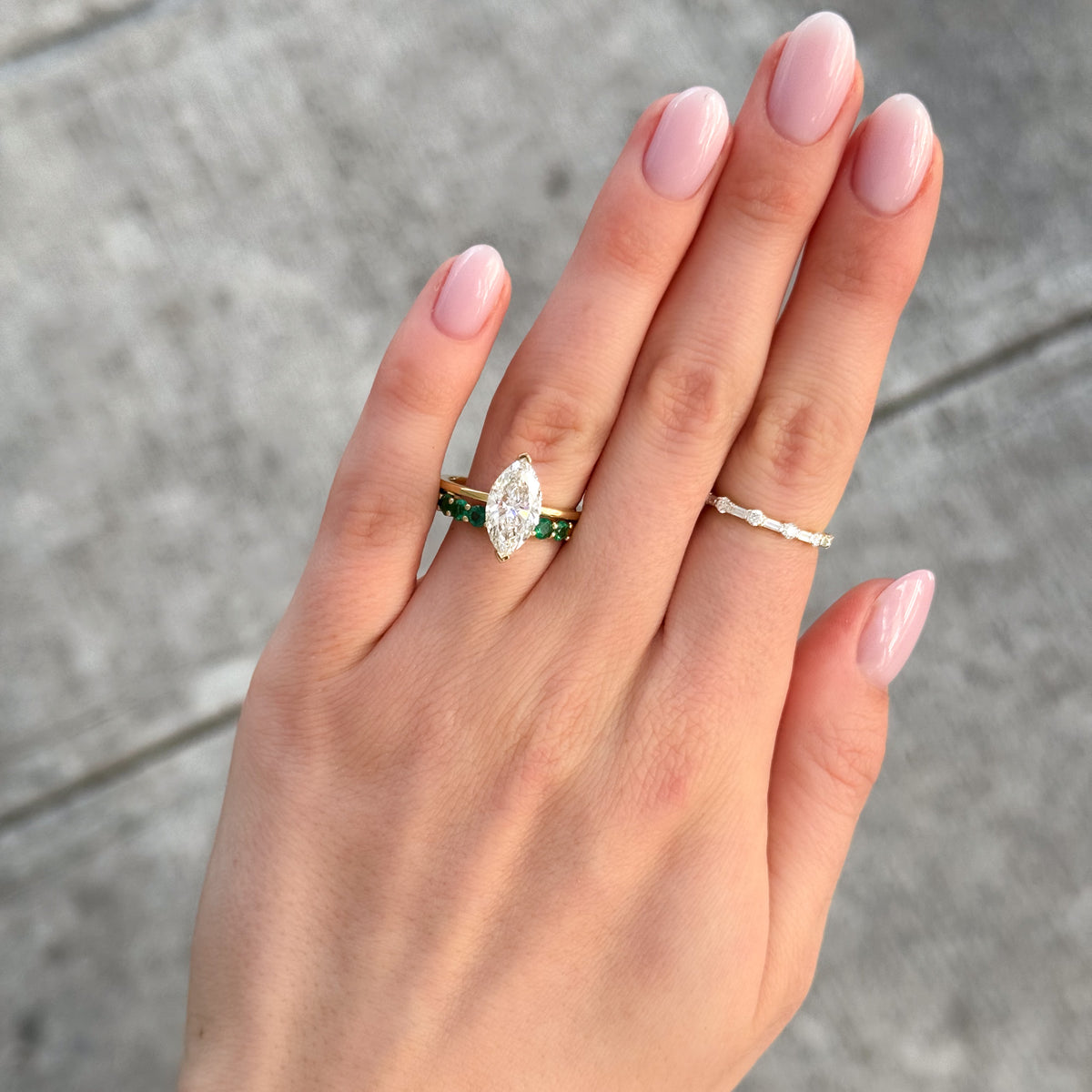 Thin + Simple Solitaire Engagement Ring With Marquise Cut Diamond