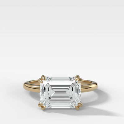 Signature Cathedral Solitaire Engagement Ring With Emerald Cut Diamond ...