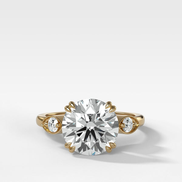 Vintage Ridge Shank Diamond Engagement Ring With Old Euro Cut Diamond ...