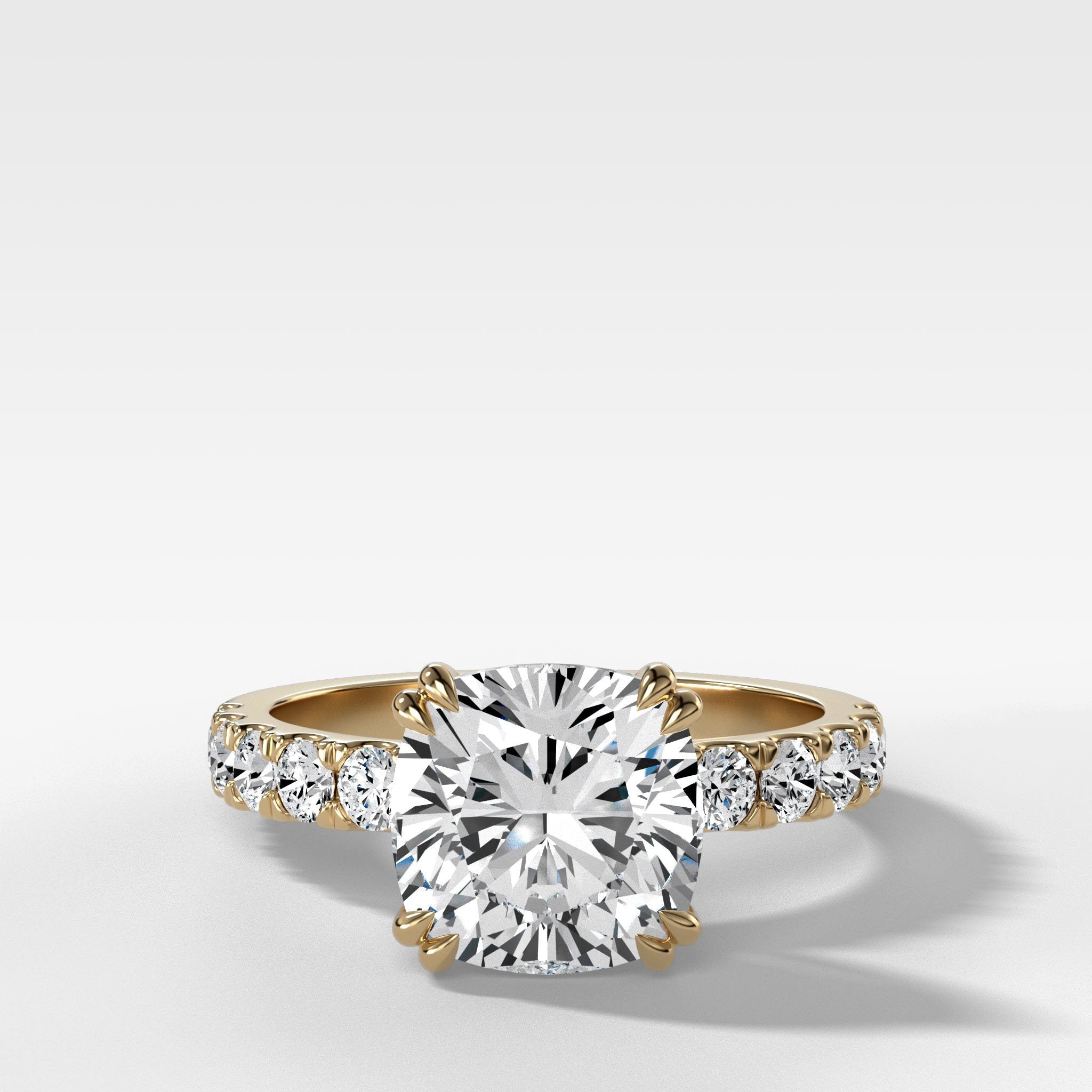 Zenith Ring With Cushion Cut by Good Stone in Yellow Gold