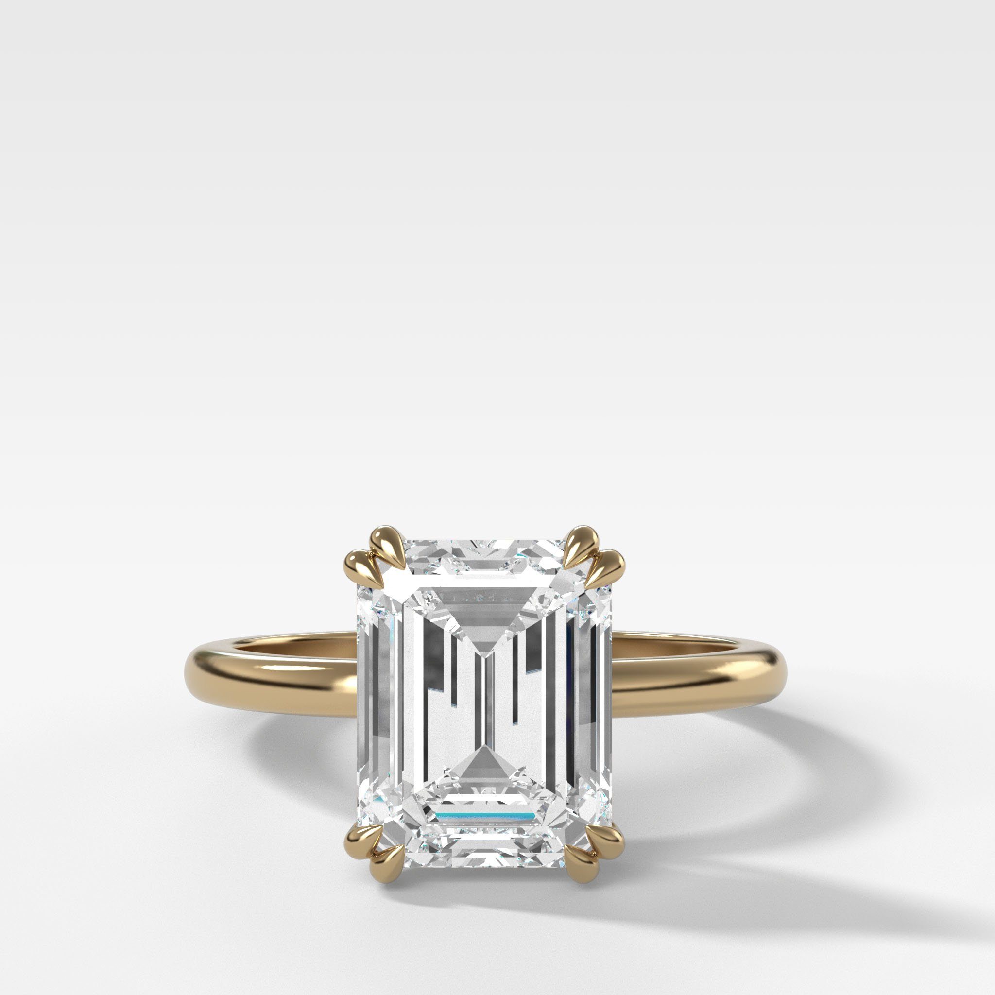 Signature Cathedral Solitaire Engagement Ring With Emerald Cut Diamond ...