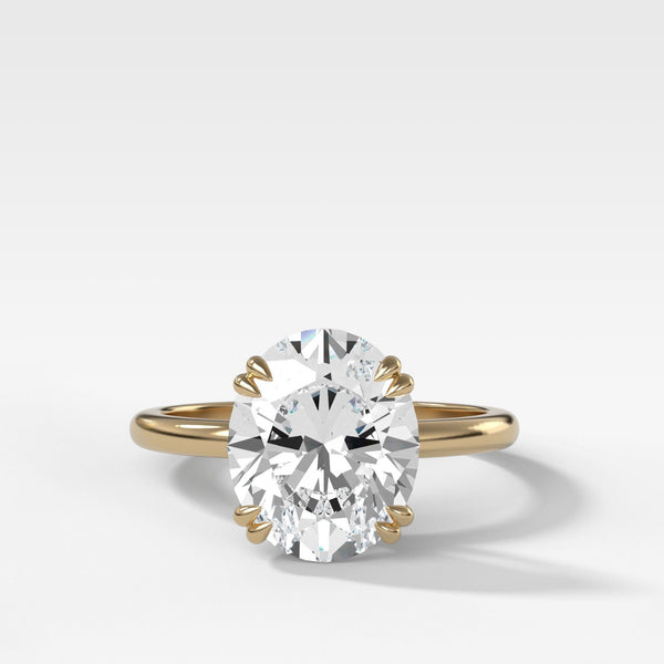 Signature Cathedral Solitaire Engagement Ring With Oval Cut Diamond ...