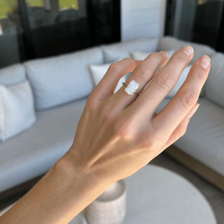 Radiant Cut Moissanite Halo Engagement Ring – Flawless Moissanite