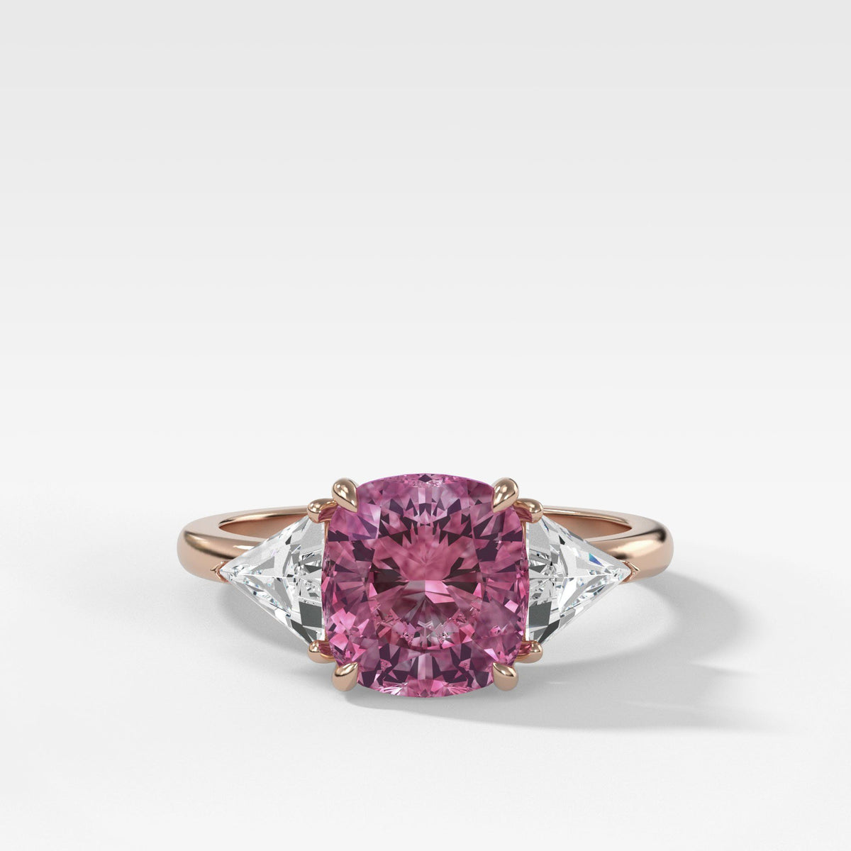 Platinum Oval Pink Sapphire Diamond 3 Stone Ring – Long's Jewelers